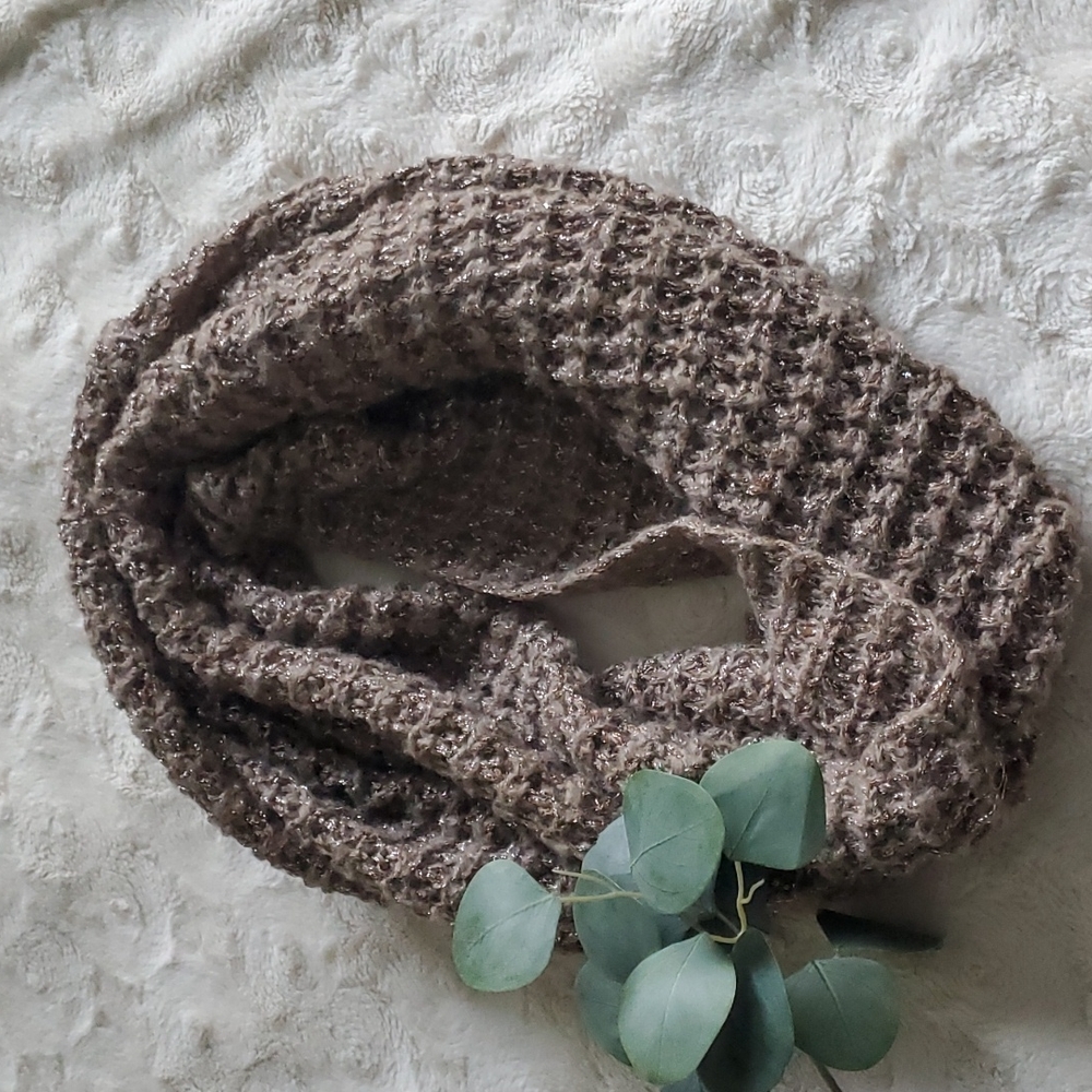Metallic Taupe Chunky Infinity Scarf